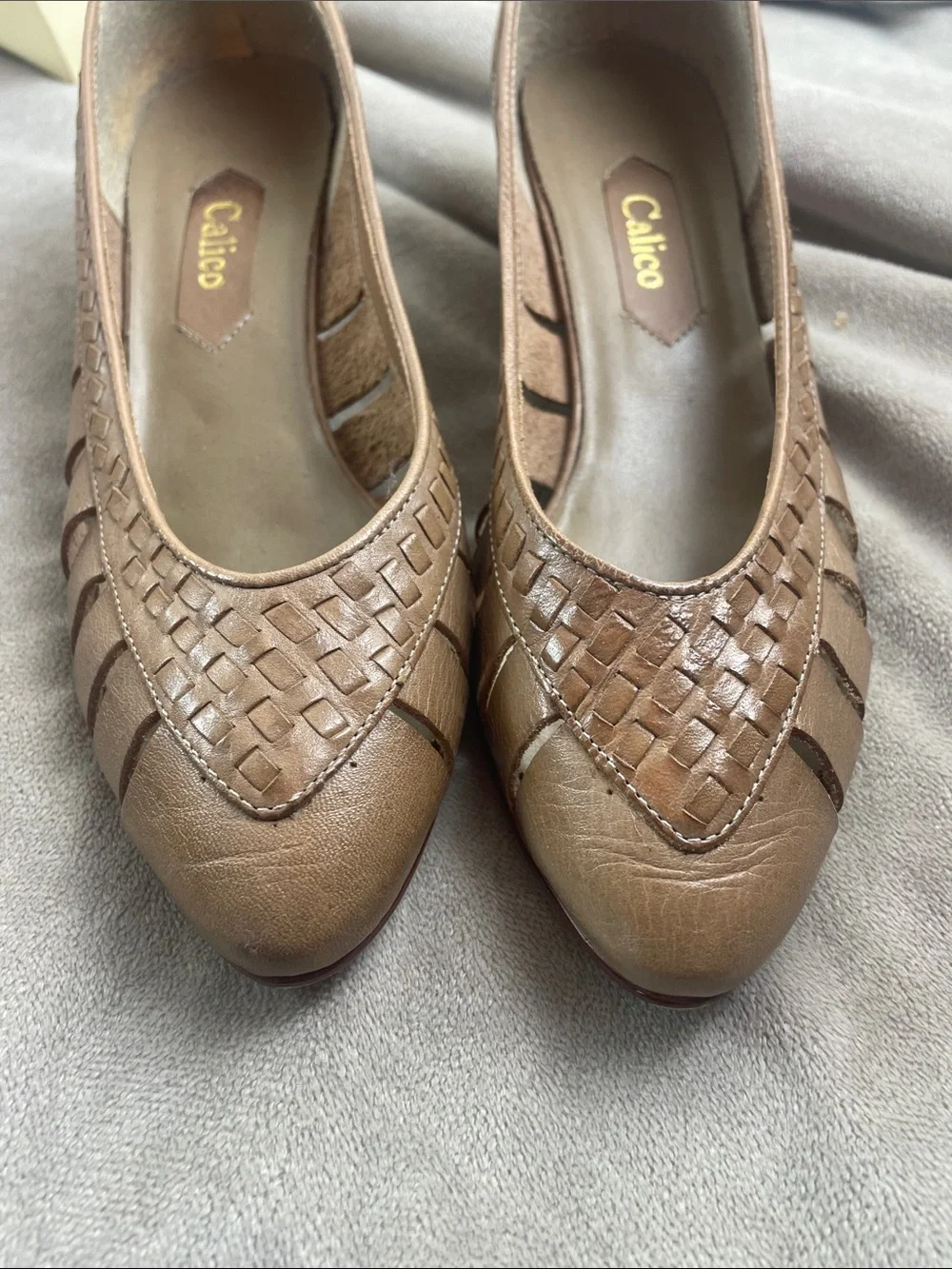 Calico Vintage Brazilian Leather Wedge Loafers Mink Tarragon